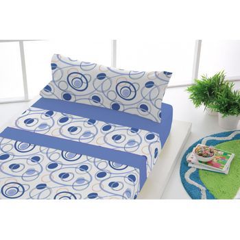Juego Sábanas Franela Dance (disponible En Varios Tamaños Y Colores) - Cama 200 - 4 Piezas - Azul