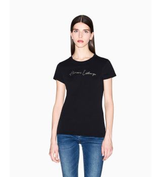 A|X Armani Exchange para mujer. XW001457AF10356MC021 Camiseta XW001457AF10356 negro (M), Casual, Algodón, Manga corta