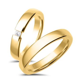 Alianzas 18 quilates oro amarillo con diamante