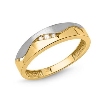 Elegante anillo de oro 8 quilates bicolor con circonita