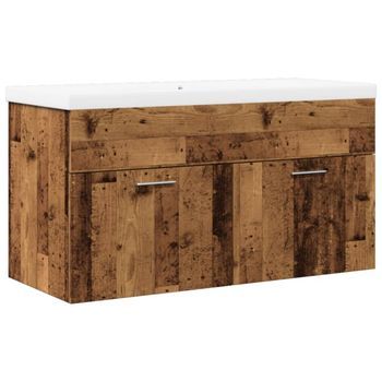 Mueble Baño Con Lavabo Integrado Madera Envejecida Vidaxl