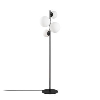 Lámpara De Pie Fazli-10521 Blanco Negro Metal Vidrio 33x33x162 Cm