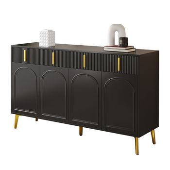 Aparador - Mueble Para Salón Y Comedor - Mdf - Negro (140x38x82cm)