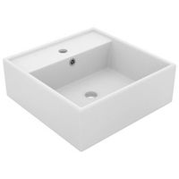 lavabo cuadrado rebosadero ceramica blanco mate 41x41 cm vidaxl