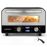 costway horno electrico para pizza de interior de encimera con 6 modos preestablecidos coccion rapida 2 minutos con piedra y cortador