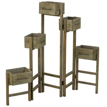 Soporte Con 5 Cestos De Madera Marron