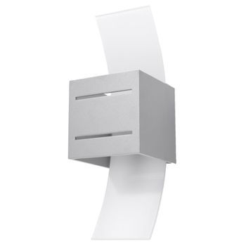 Lámpara de pared gris aluminio/vidrio alt. 30 cm