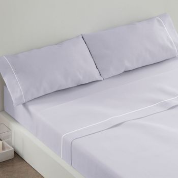 Juego De Sábanas 50% Algodón 50% Poliéster 135 X 190/200 Cm - Gris - Burrito Blanco