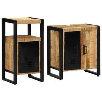 juego de muebles de bano 2 uds marron y negro 55 x 35 x 60 cm vidaxl