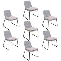 balero silla de jardin de mimbre gris claro - set de 7
