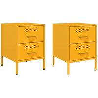 pack 2 uds mesitas de noche  mesilla de noche acero amarillo mostaza 36x39x505 cm