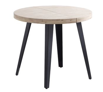 Mesa de comedor extensible de roble claro y patas negras d80