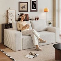 sofa modular de 3 plazas de pana blanco crema 180 cm asiento profundo