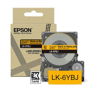 Epson LK-6YBJ cinta mate negro sobre amarillo 24 mm (original)