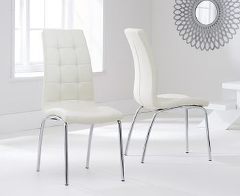 Calgary Cream Faux Leather Dining Chairs - Cream