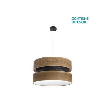Colgante Colet 2xe27 Negro/madera Oscura Regx50x50 Cm