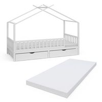 cama en forma de casa franka 90x200 cm con 2 cajones y colchon vitalispa