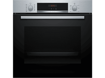 Horno - Bosch HBA574ES3, Multifunción, Pirolítico, 71 l, 59.4 cm, HotAir 3D, Asistente de limpieza con agua, Inox