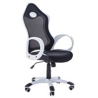 silla de oficina tela de malla negro y blanco mecanismo de inclinacion giratoria altura del asiento ajustable respaldo ergonomico ichair