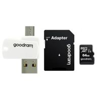 goodram m1a4 all in one lector de tarjetas otg usb 20micro usb  microsdxc 64gb uhs-i clase 10  adaptador sd