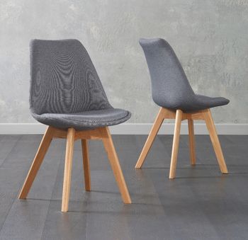 Duke Dark Grey Fabric Dining Chairs - Dark Grey