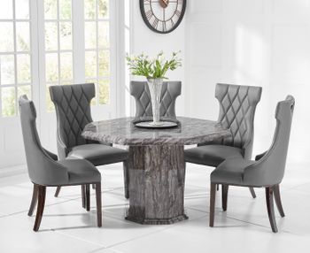 Crema Grey Octagonal Marble Dining Table with Freya Chairs