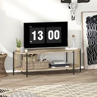 mueble de tv de mdf acero homcom 124x435x41 cm natural