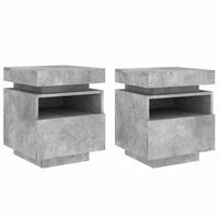 pack 2 uds mesitas de noche  mesilla de noche con luces led gris hormigon 40x39x485cm