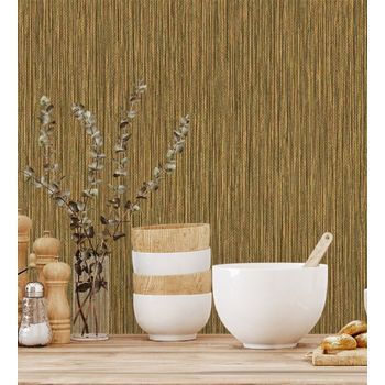 Papel Pintado Vinílico Lavable Efecto Fibra Vegetal Con Textura En Relieve - Saratov Texture 676387 De Gaulan - Rollo De 10 M X 1,06 M