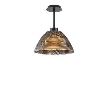 Lámpara De Techo Bornova-n-161 Negro Metal Vidrio Diámetro 30x32 Cm