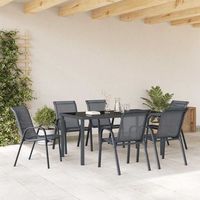 pack 6 uds sillas de jardin  silla de exterior  sillon apilables textilene gris