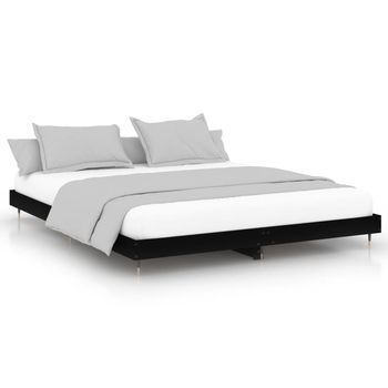 Estructura De Cama Madera Contrachapada Negra 200x200 Cm