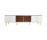 mueble tv escandinavo 170 cm con led - 4 cajones - chapa de marmol - blanco
