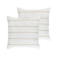 lote de 2 cojines de lino de algodon con estampado de rayas en color blanco y beige 50 x 50 cm milas
