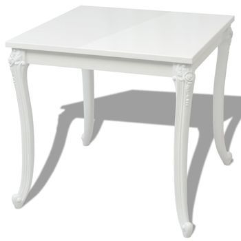 Mesa De Comedor | Mesa De Cena Blanco Brillante 80x80x76 Cm