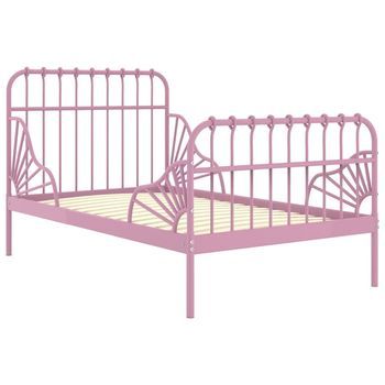 Cama Para Adultos | Estructura De Cama Extensible Metal Rosa 80x130/200 Cm