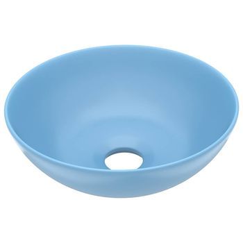Lavabo De Cuarto De Baño Redondo Cerámica Azul Claro Vidaxl