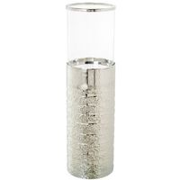 portavelas aluminio plateado y cristal