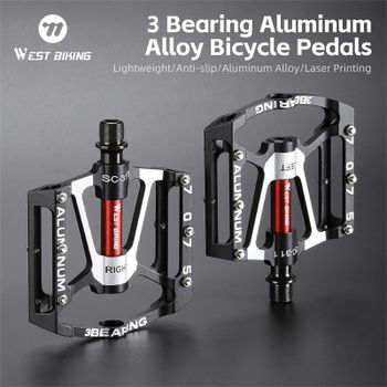 WEST BIKING Envío Local Pedales de Bicicleta con 3 Rodamientos de Aleación de Aluminio CNC Antideslizantes para MTB y Carretera, Pedales Anchos, Accesorios Profesionales para Bicicleta