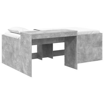 Cama Alta Para Niños Con Escritorio Gris Hormigón 75 X 190 Cm Vidaxl
