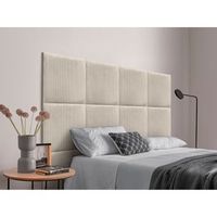 dhome cabecero tapizado para camas de 145cm compuesto de paneles autoadhesivos intercambiables de pana premium cama lujo dormitorio acolchado beige