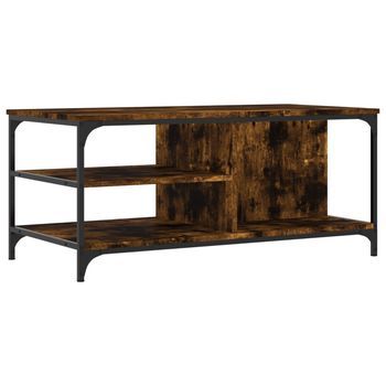 Mesa De Centro Madera Contrachapada Roble Ahumado 100x50x45 Cm Vidaxl