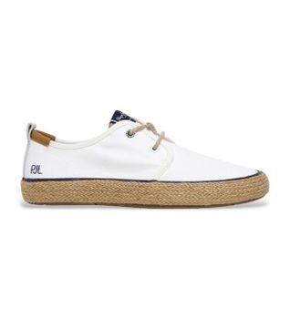 Pepe Jeans para hombre. PMS10332 Zapatillas Port Tourists blanco (41), Tela, Plano, Cordones, Casual