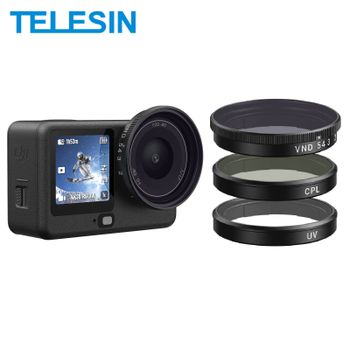 Filtro de lente TELESIN para DJI OSMO Action 6 CPL ND8 ND16 ND32 UV VND marco de filtro de liberación rápida para DJI Action 6 juego de filtros de lente