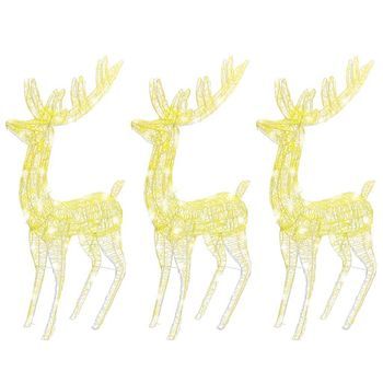 Renos De Navidad Acrílico 250 Led 3 Uds Blanco Cálido 180 Cm Vidaxl