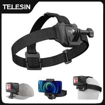 TELESIN 2 en 1 correa para la cabeza clip para sombrero para Gopro hero 13 12 11 10 9 8 accesorios correa para la cabeza montaje para Insta 360 DJI OSMO Act