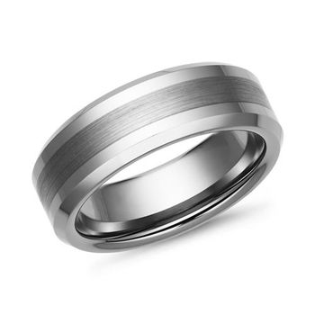 Anillo de tungsteno, parcialmente pulido, robusto