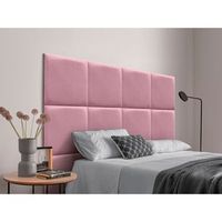 dhome cabecero tapizado para camas de 90cm compuesto de paneles autoadhesivos intercambiables de terciopelo premium cama lujo dormitorio acolchado rosa 90cm