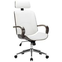silla oficina con reposacabezas cuero sintetico madera blanco vidaxl