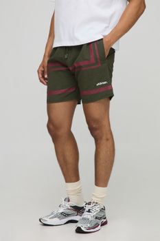Pantalón Corto Holgado De Nailon Fruncido Con Rayas Y Cintura Elástica, Verde